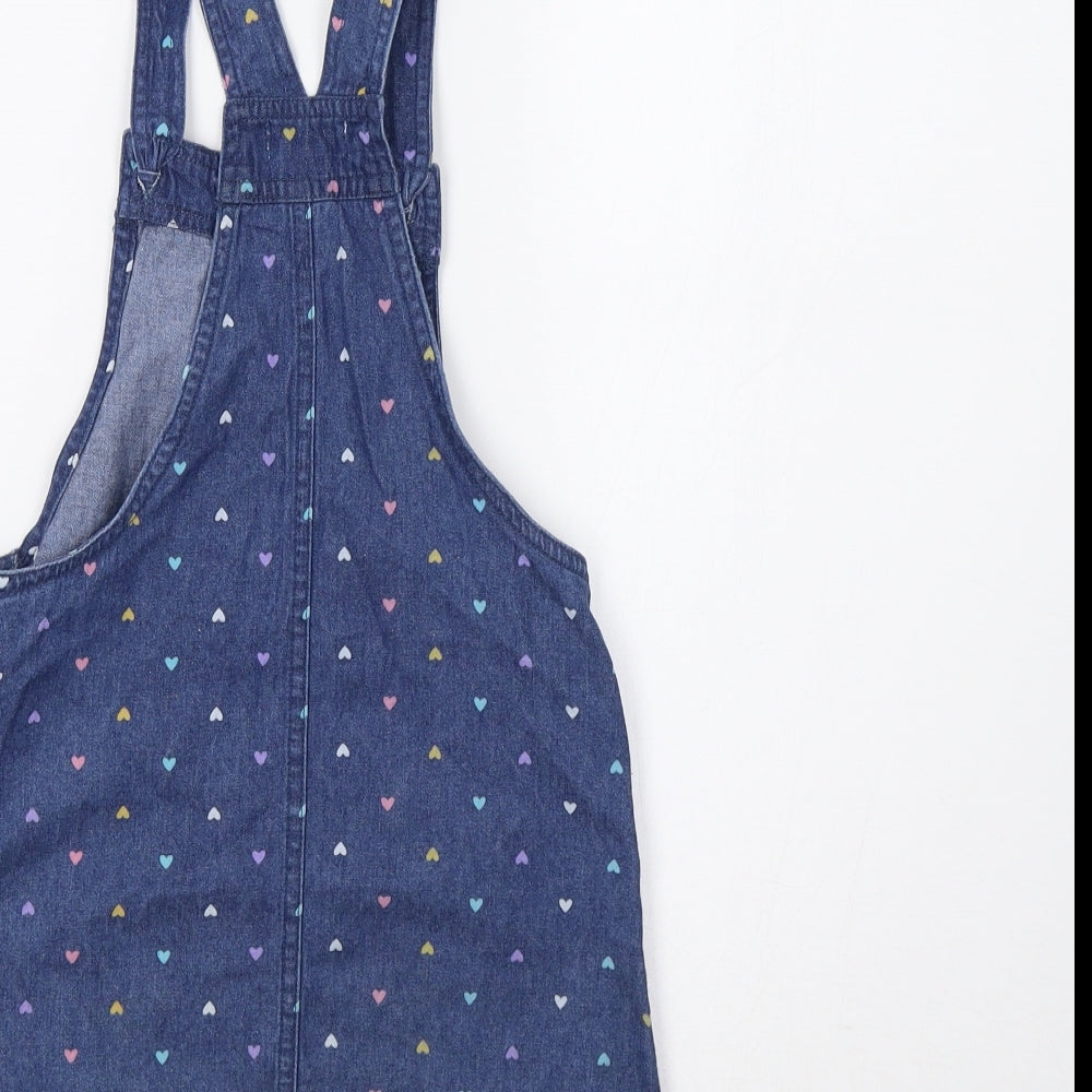Bopster Girls Blue   Pinafore/Dungaree Dress  Size 4 Years  - Heart Print