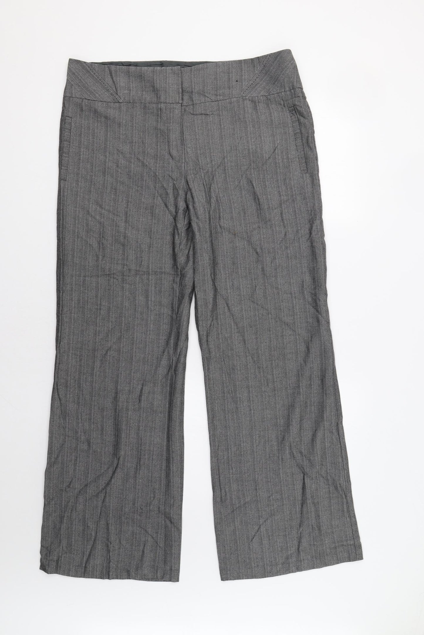 Primark Womens Grey Herringbone  Dress Pants Trousers Size 16 L32 in