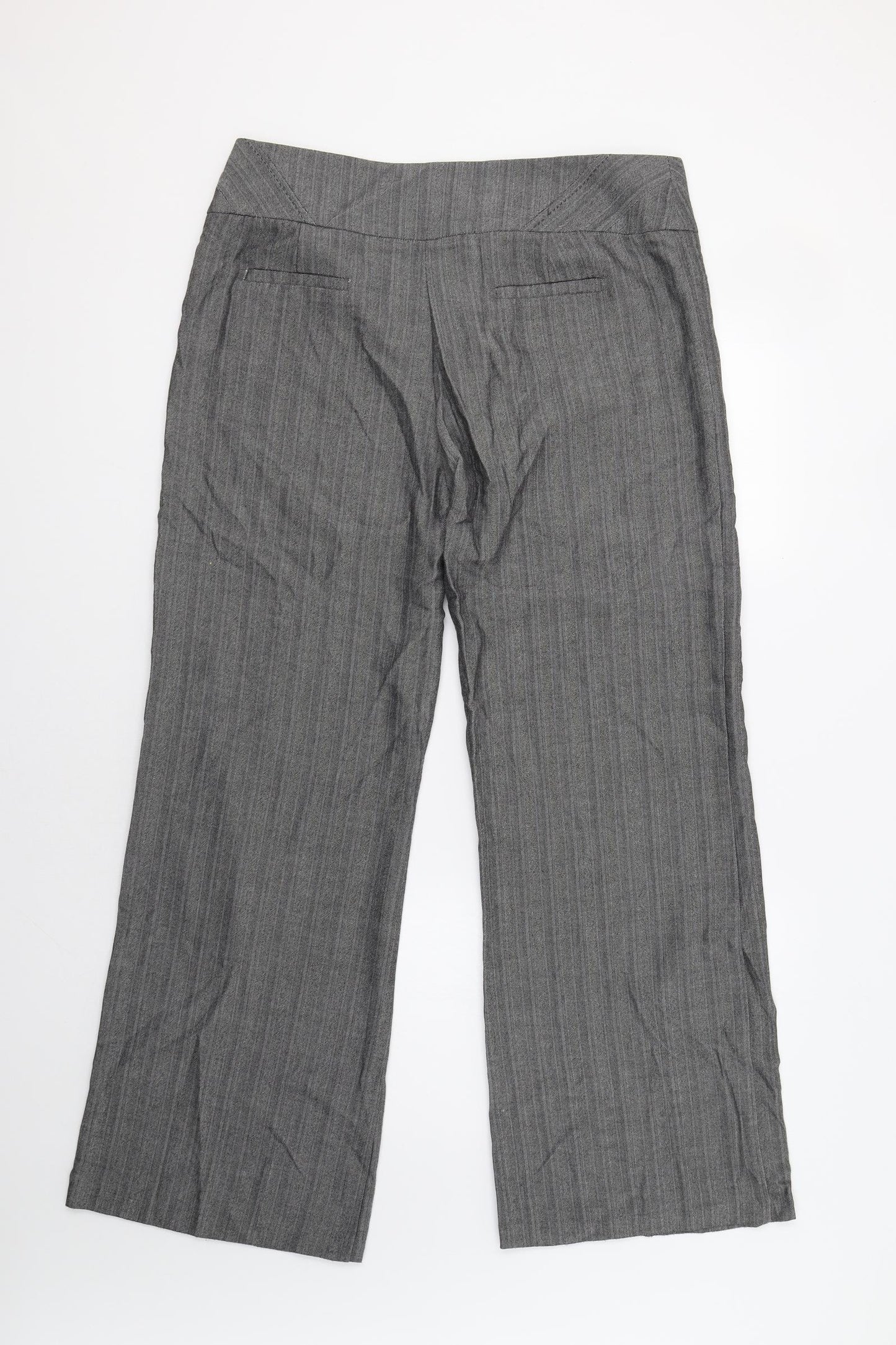 Primark Womens Grey Herringbone  Dress Pants Trousers Size 16 L32 in
