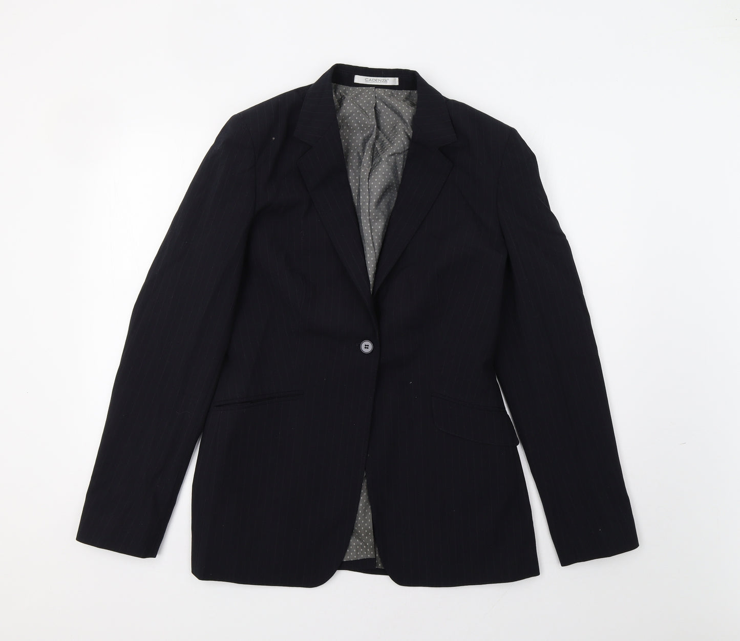 Cadenza Womens Blue Striped  Jacket Blazer Size 14