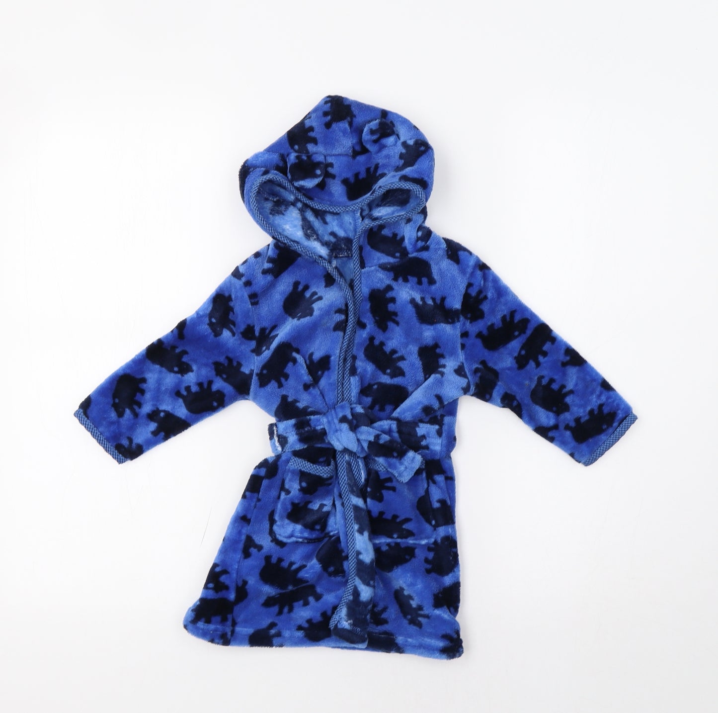 TU Baby Blue   Kimono Robe Size 9-12 Months  - Hippo Print