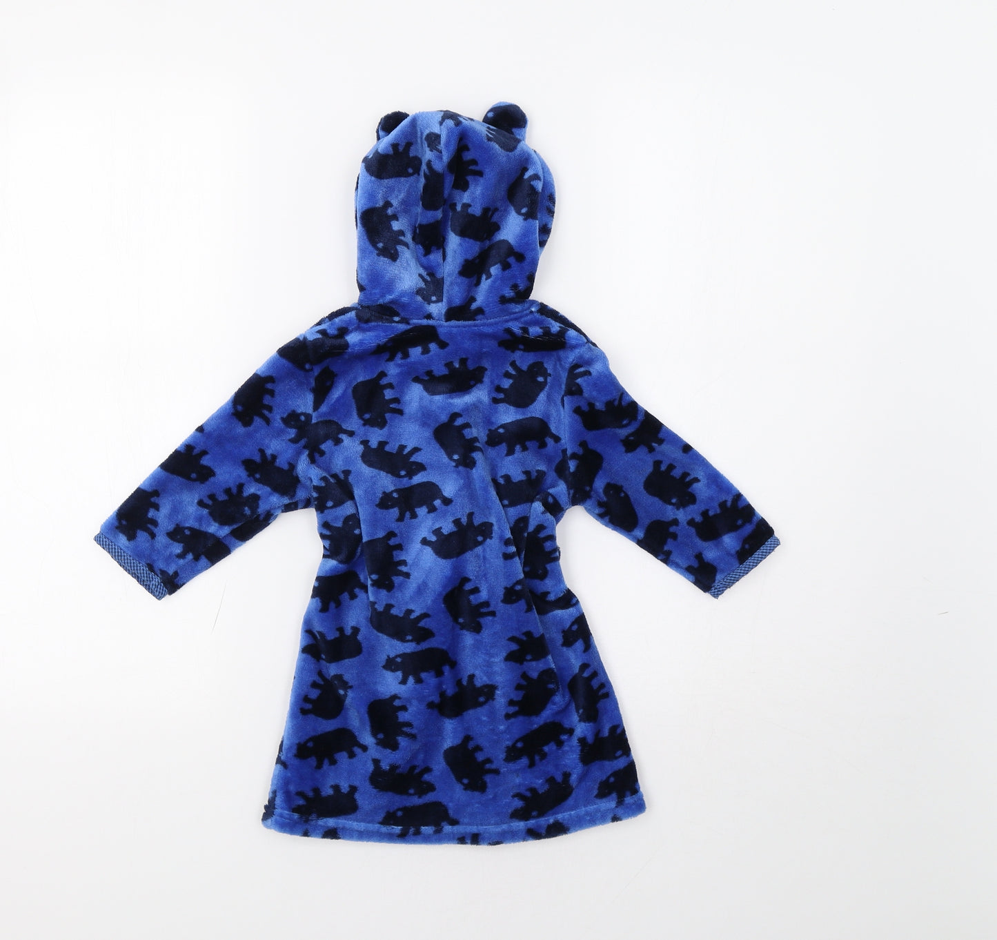 TU Baby Blue   Kimono Robe Size 9-12 Months  - Hippo Print
