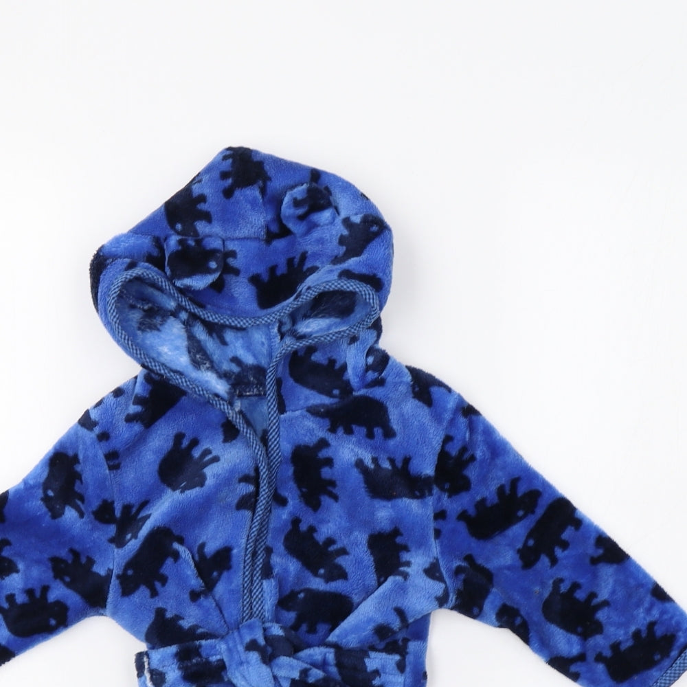TU Baby Blue   Kimono Robe Size 9-12 Months  - Hippo Print
