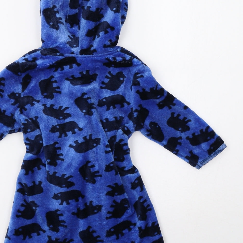 TU Baby Blue   Kimono Robe Size 9-12 Months  - Hippo Print