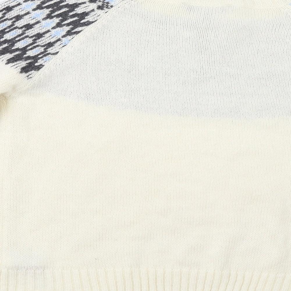 Dorothy Per Womens Ivory Fair Isle  Pullover Jumper Size 12  - Embellished