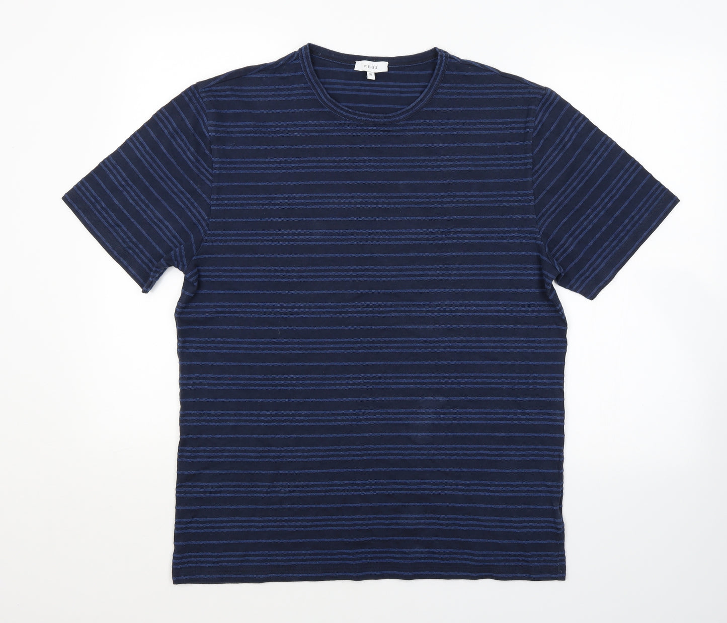 Reiss Mens Blue Striped   T-Shirt Size XL