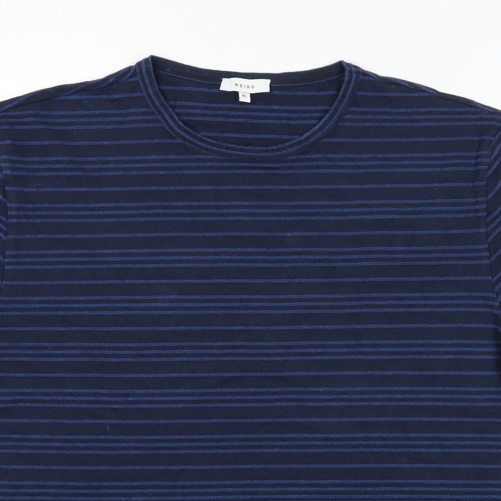 Reiss Mens Blue Striped   T-Shirt Size XL