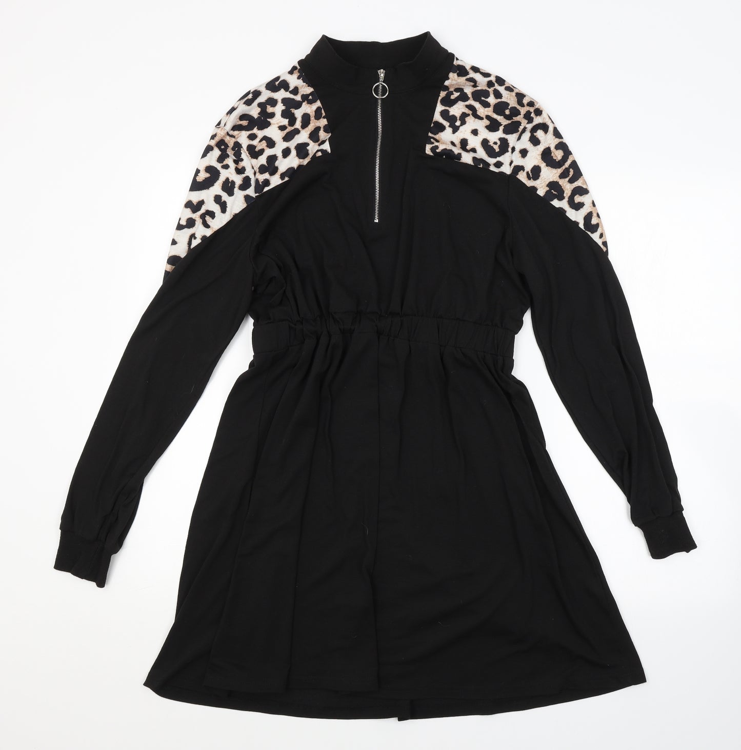 SheIn Womens Black Animal Print  A-Line  Size L
