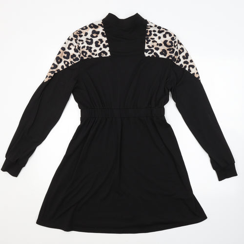 SheIn Womens Black Animal Print  A-Line  Size L