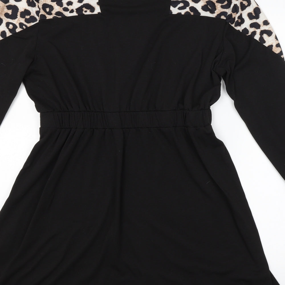 SheIn Womens Black Animal Print  A-Line  Size L