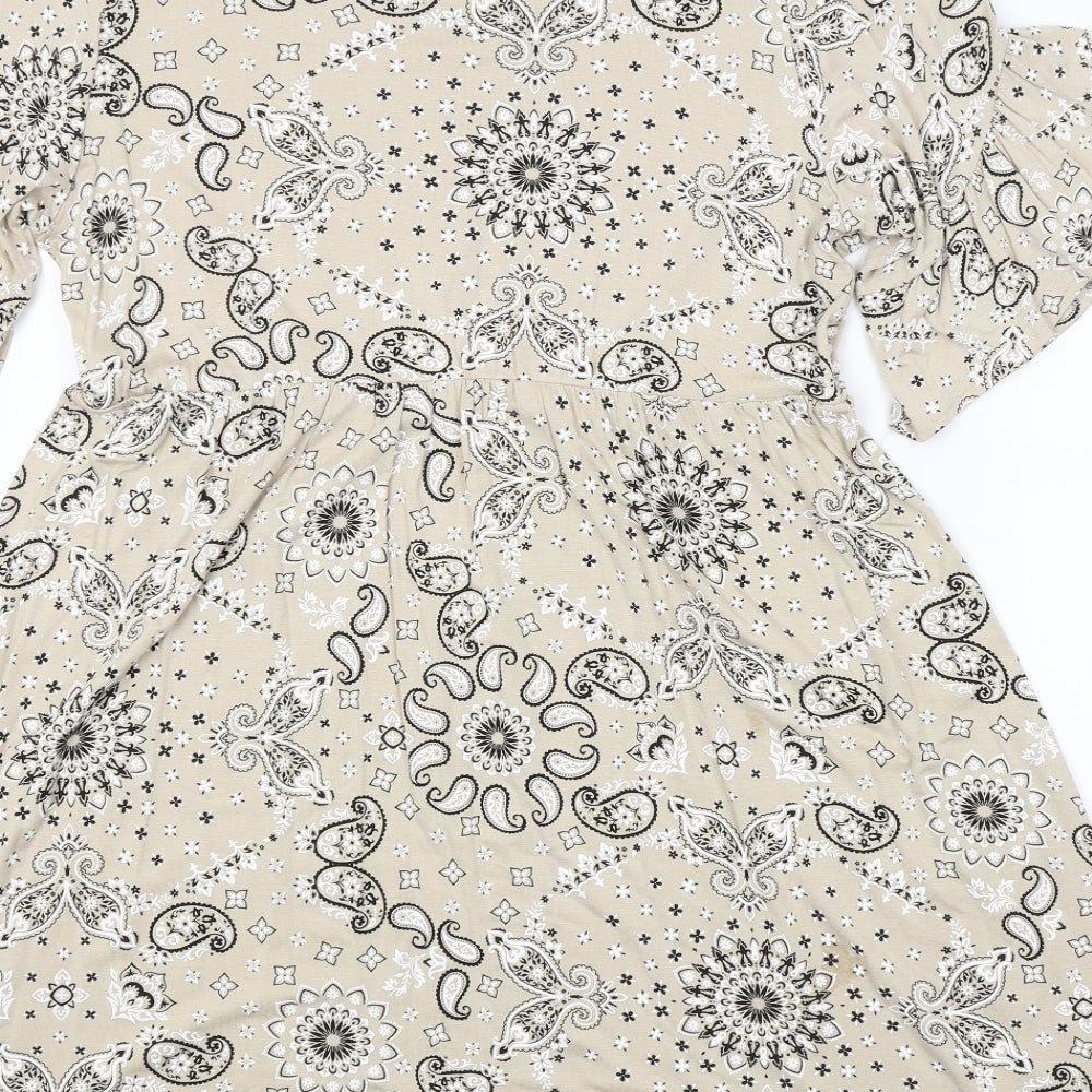 Boohoo Womens Beige Argyle/Diamond  A-Line  Size 16