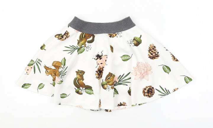 Preworn Womens White Floral  A-Line Skirt Size 8