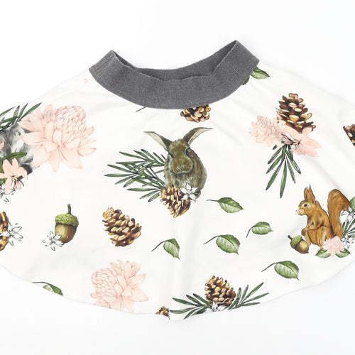 Preworn Womens White Floral  A-Line Skirt Size 8