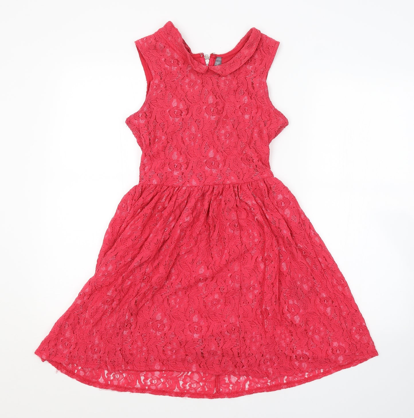 Preworn Womens Red Floral  A-Line  Size 8