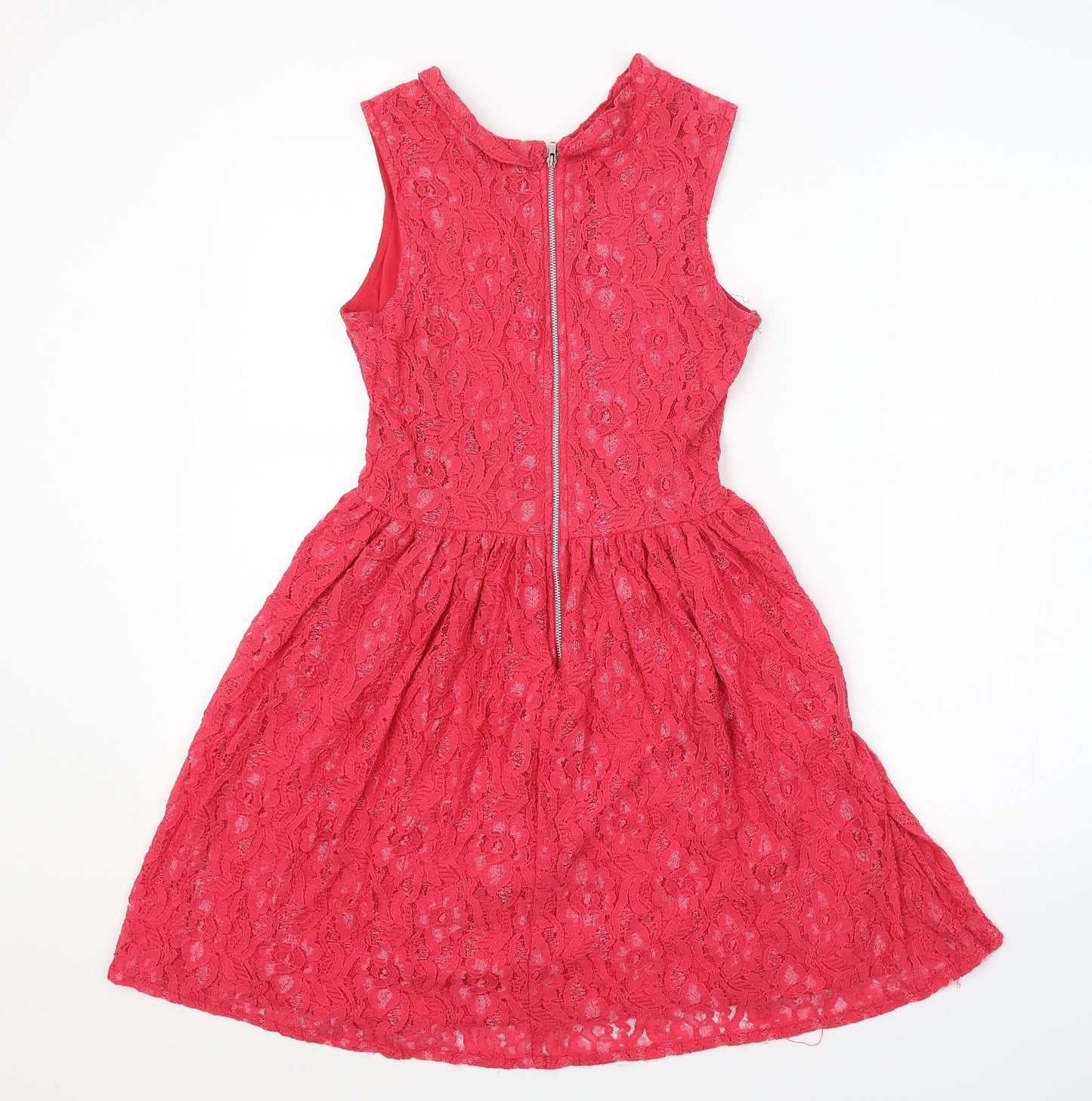 Preworn Womens Red Floral  A-Line  Size 8