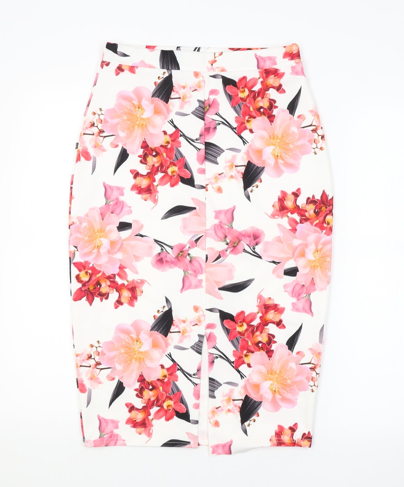 Boohoo Womens White Floral  Straight & Pencil Skirt Size 12