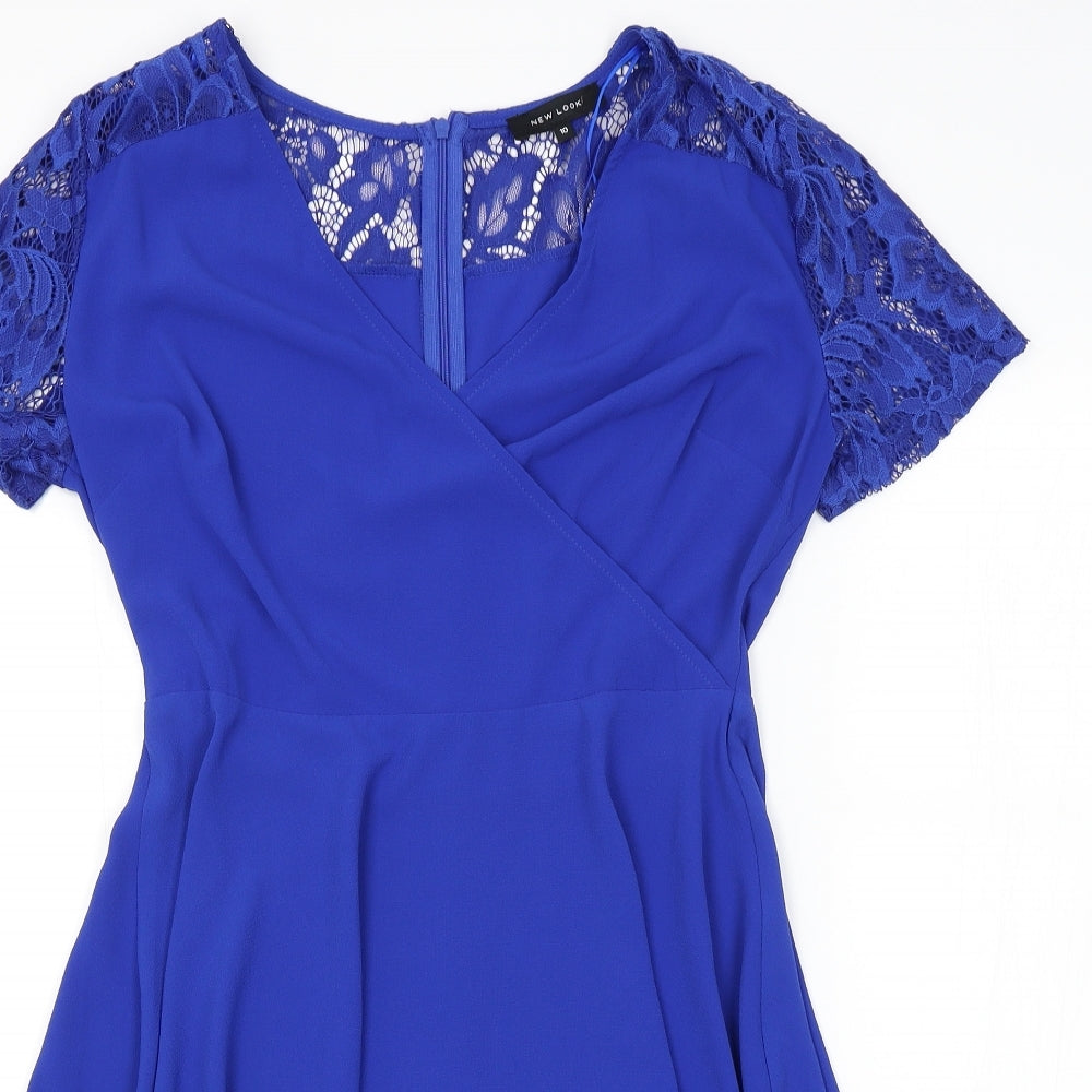 New Look Womens Blue Floral  A-Line  Size 10