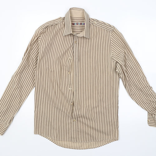 Topman Mens Brown Striped   Button-Up Size S
