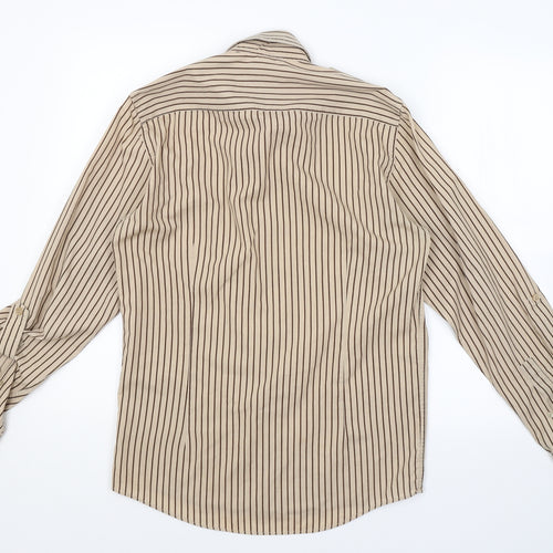 Topman Mens Brown Striped   Button-Up Size S