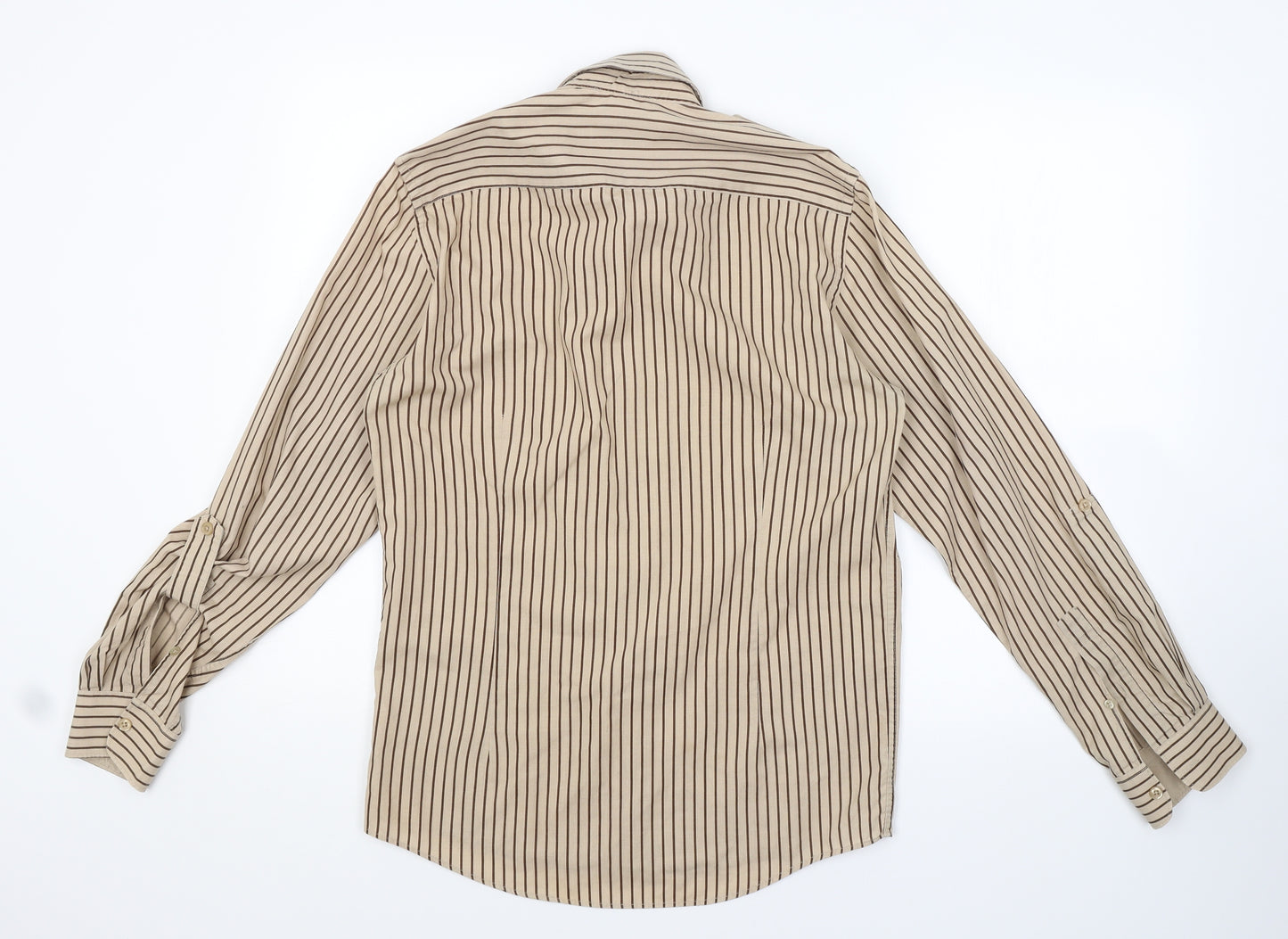 Topman Mens Brown Striped   Button-Up Size S