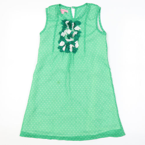 Beetlejuice London Girls Green Polka Dot  A-Line  Size 7 Years
