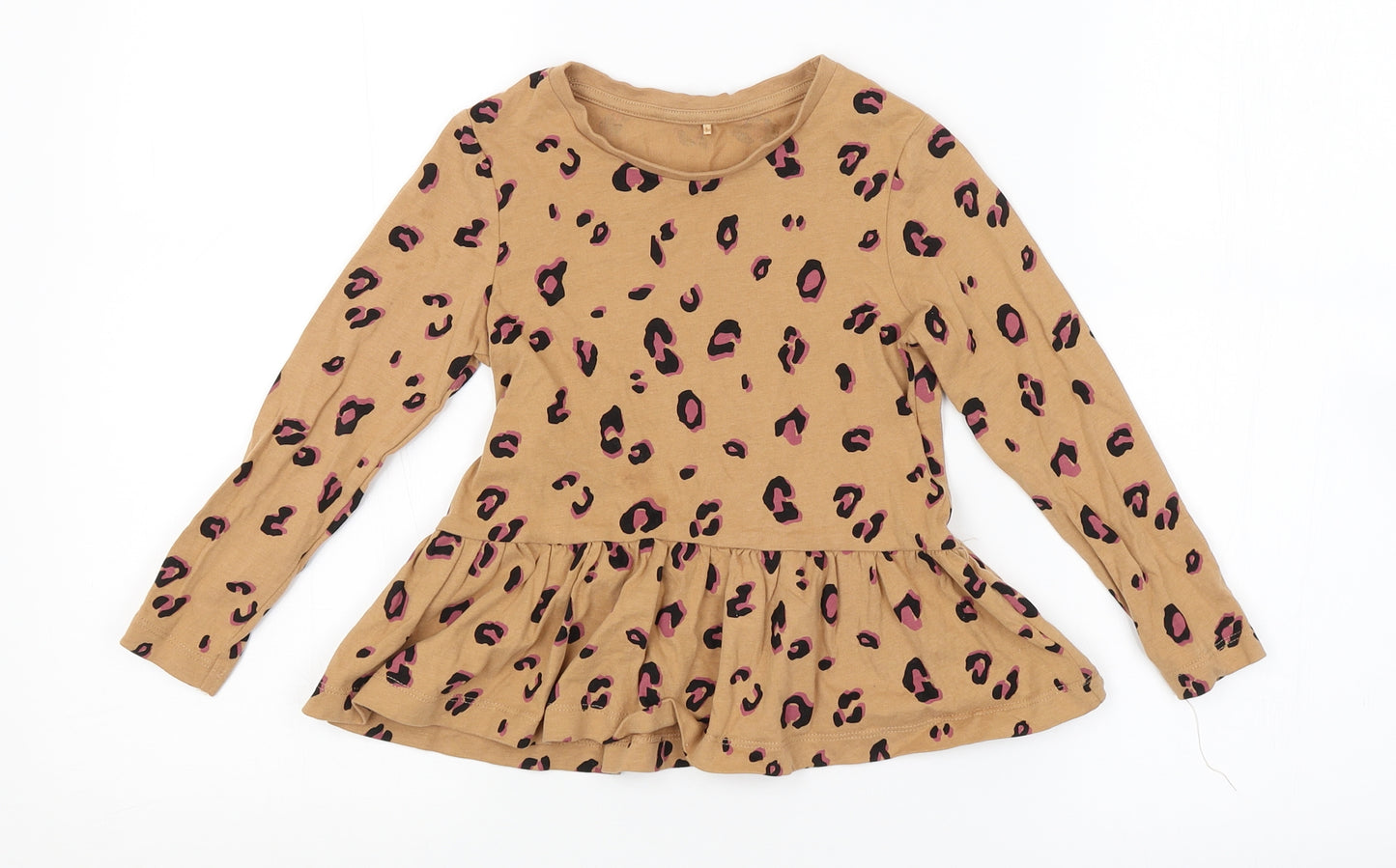 George Girls Brown Animal Print  T-Shirt Dress  Size 3-4 Years