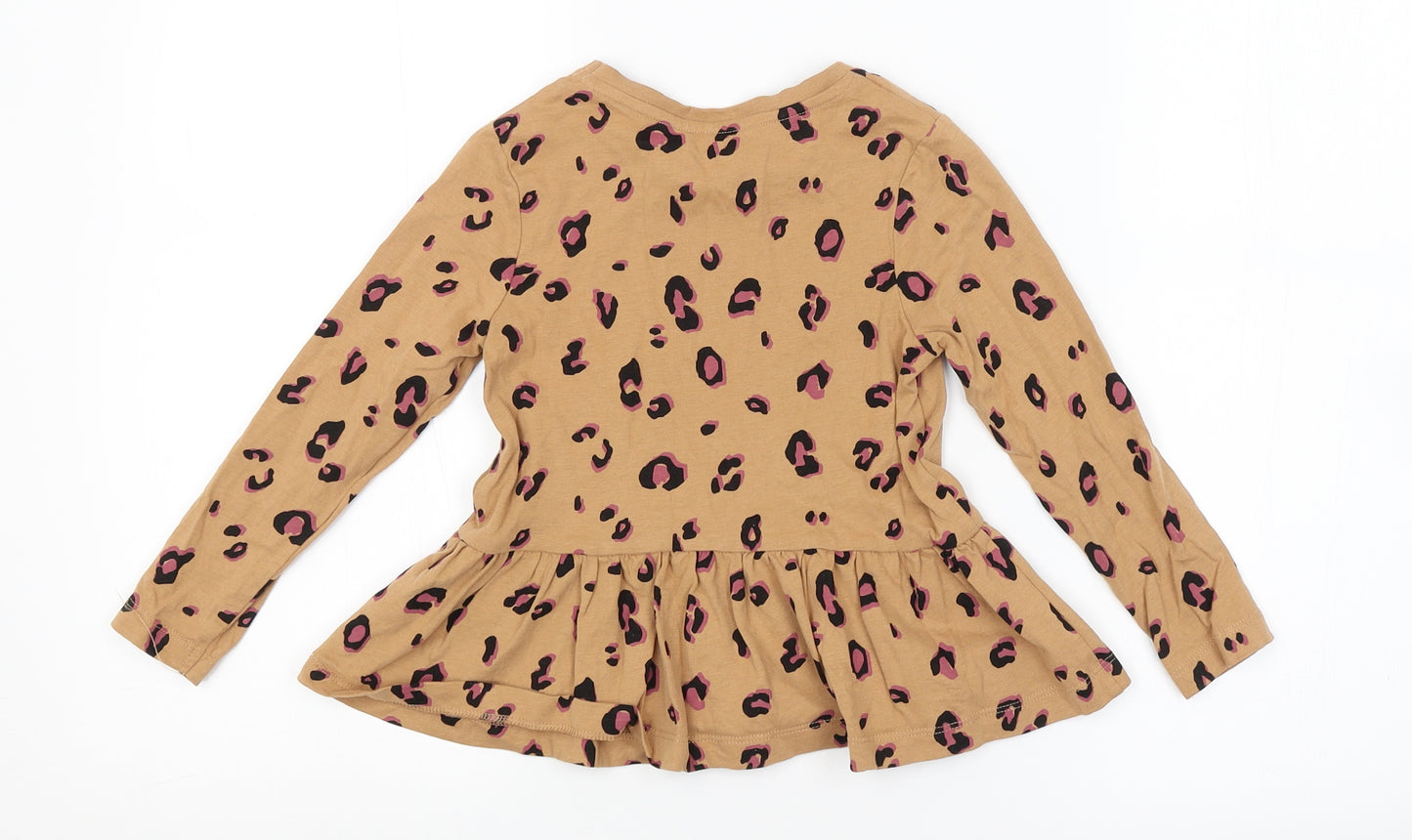 George Girls Brown Animal Print  T-Shirt Dress  Size 3-4 Years