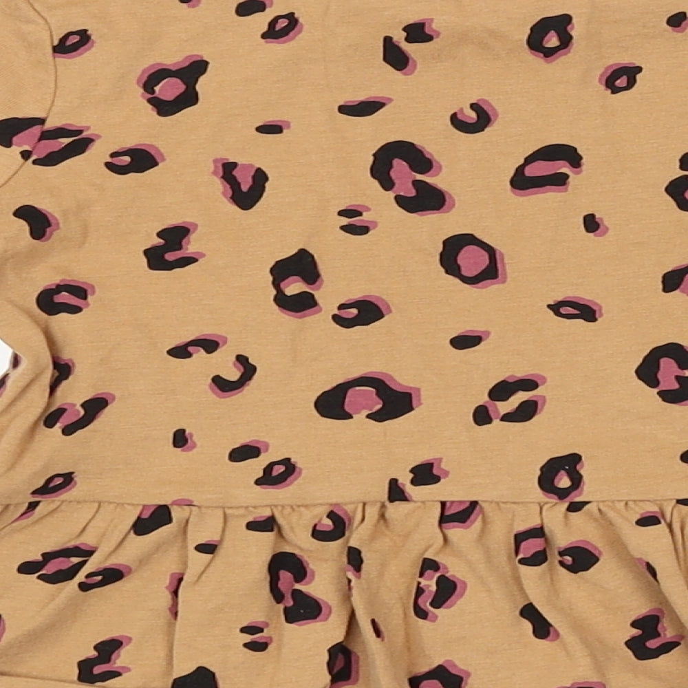 George Girls Brown Animal Print  T-Shirt Dress  Size 3-4 Years