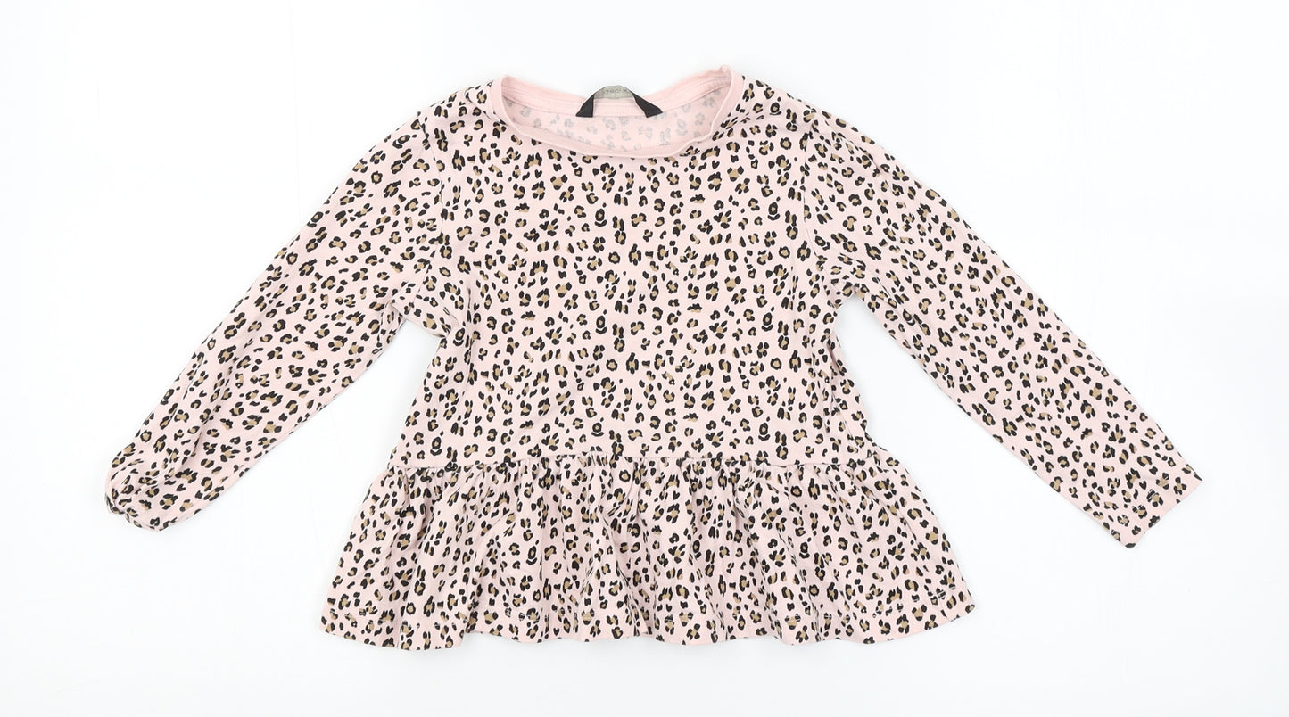 George Girls Pink Animal Print  T-Shirt Dress  Size 3-4 Years