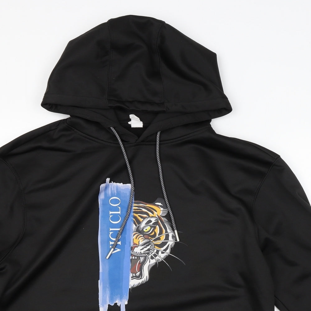 JUSTHOODS Mens Black   Pullover Hoodie Size L
