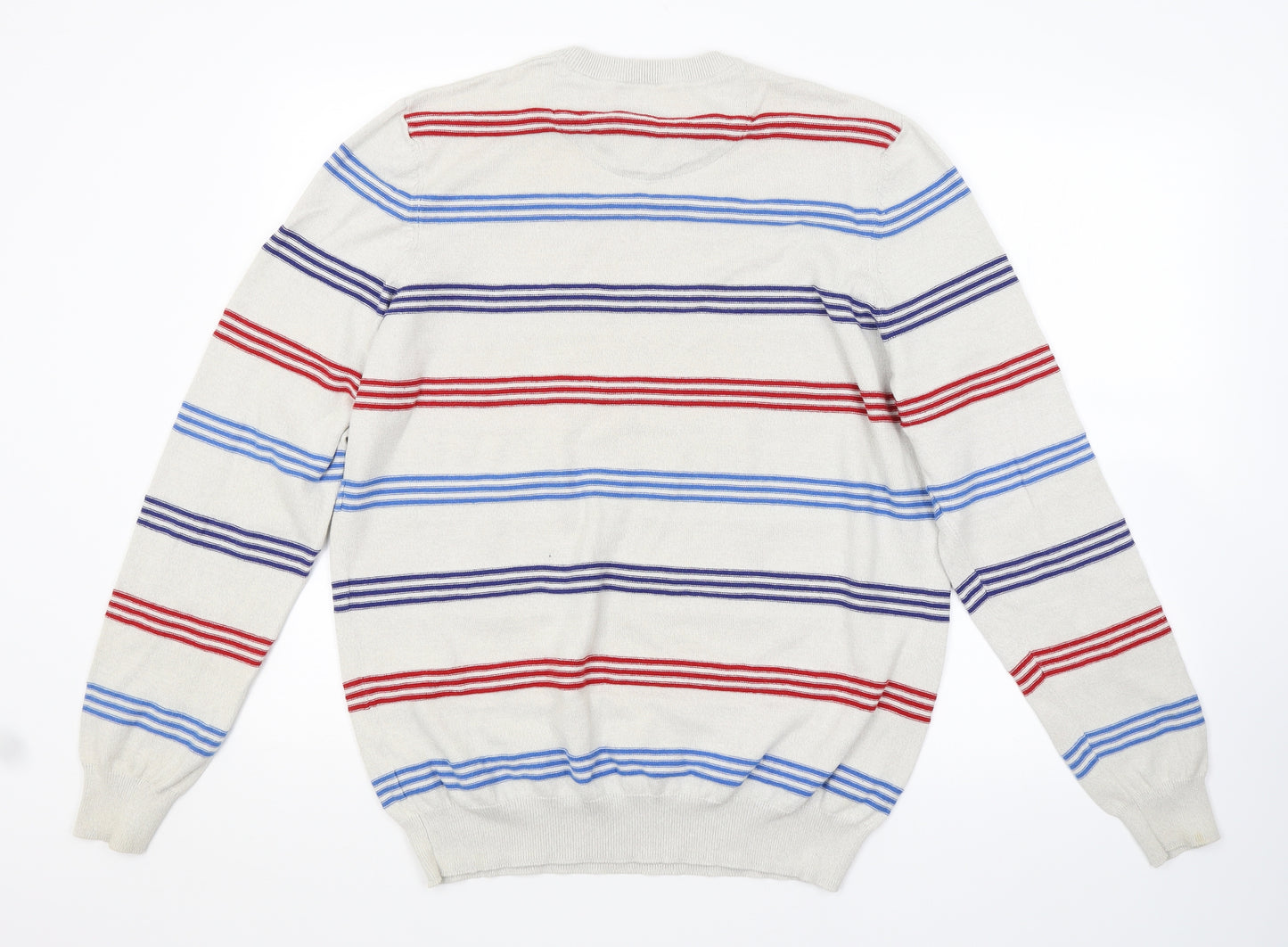Atlantic Bay Mens Beige Striped  Pullover Jumper Size M