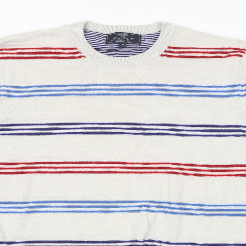 Atlantic Bay Mens Beige Striped  Pullover Jumper Size M