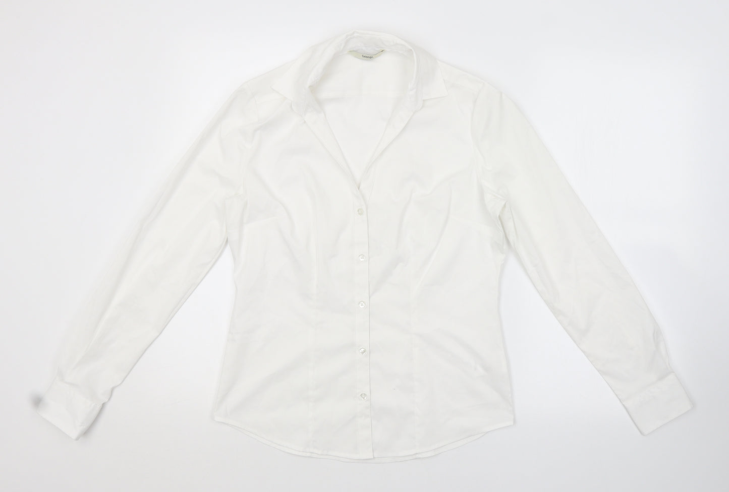George Womens White   Basic Button-Up Size 8