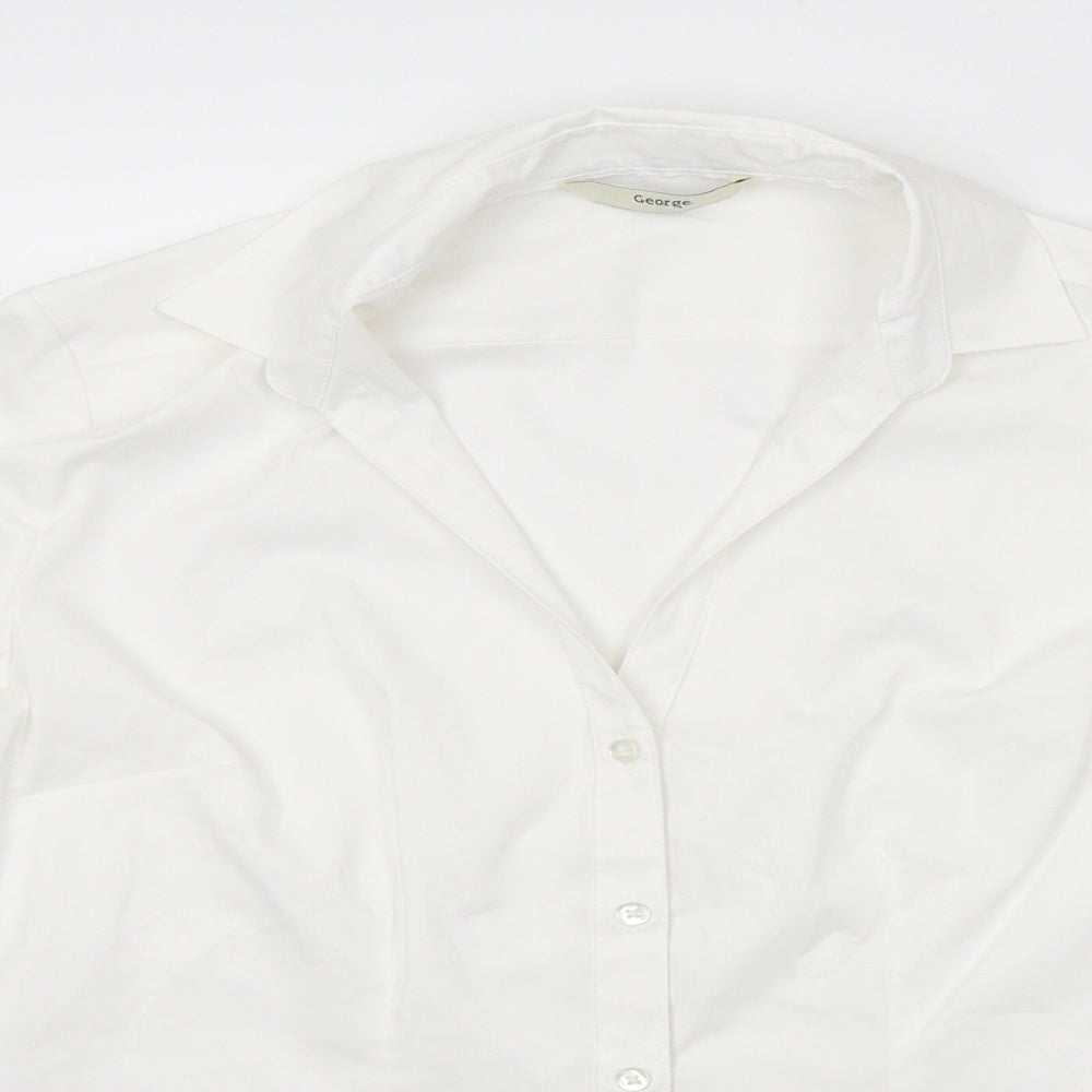 George Womens White   Basic Button-Up Size 8