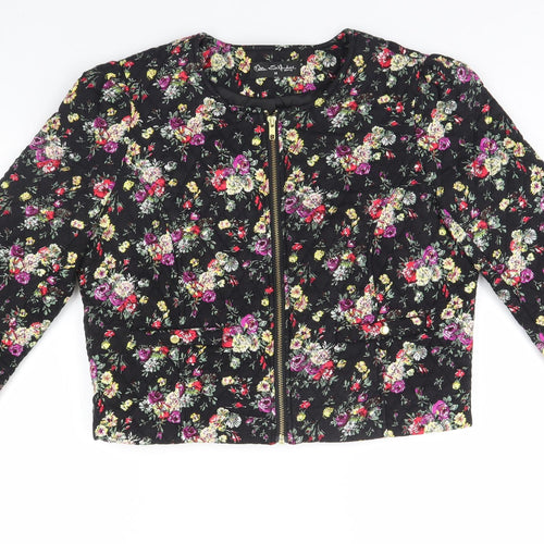 Miss Selfridge Womens Black Floral  Parka Coat Size 14