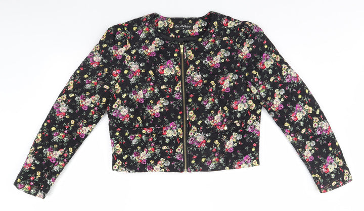 Miss Selfridge Womens Black Floral  Parka Coat Size 14