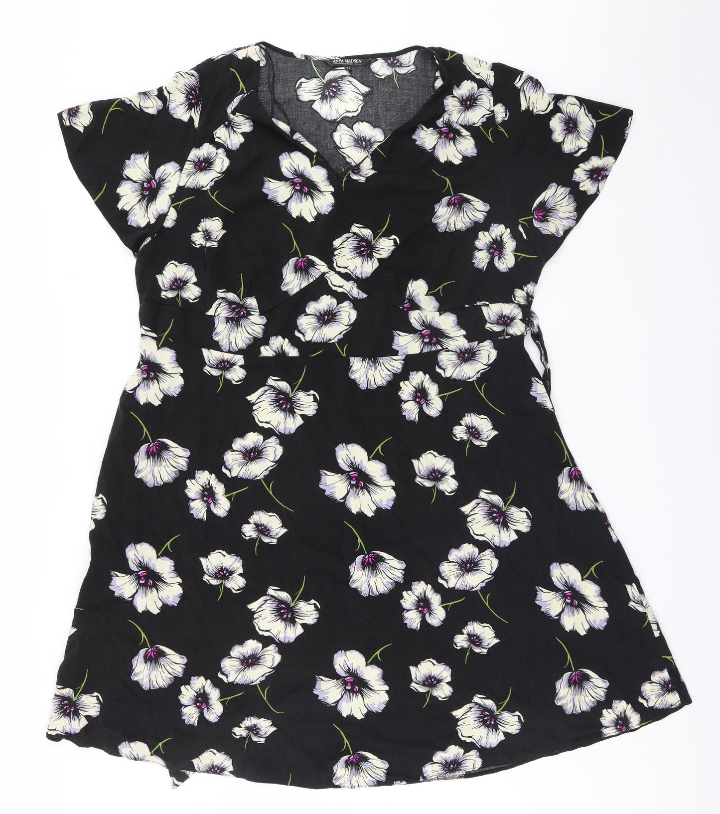 Copenhagen Womens Black Floral  Basic Blouse Size 24