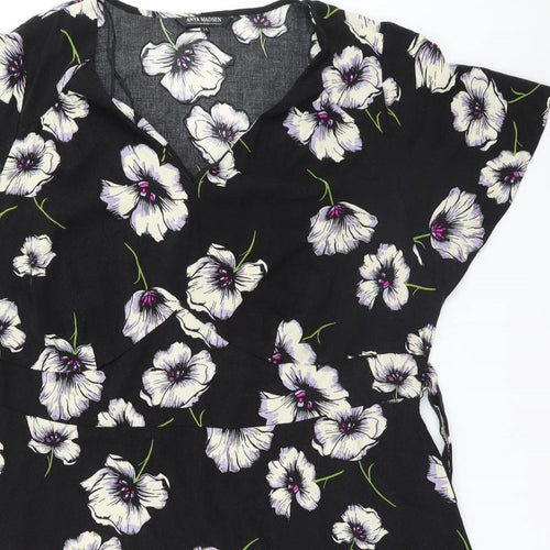Copenhagen Womens Black Floral  Basic Blouse Size 24