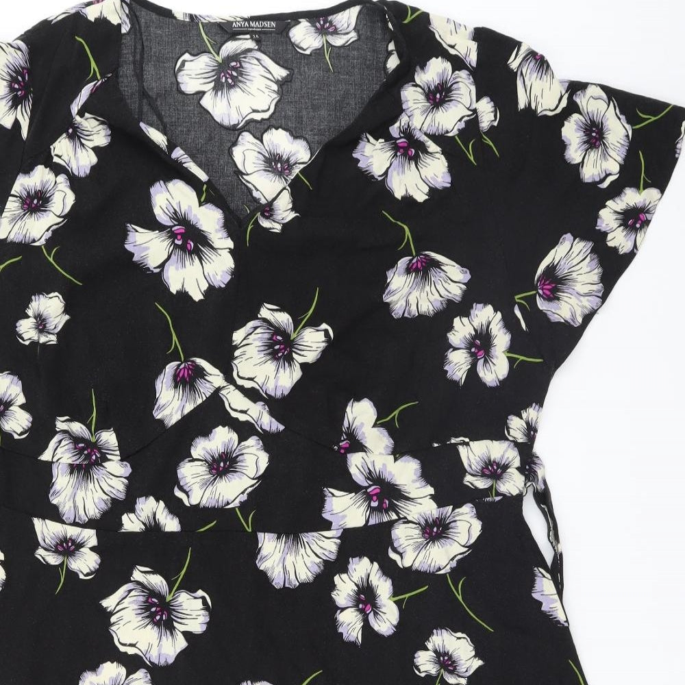 Copenhagen Womens Black Floral  Basic Blouse Size 24