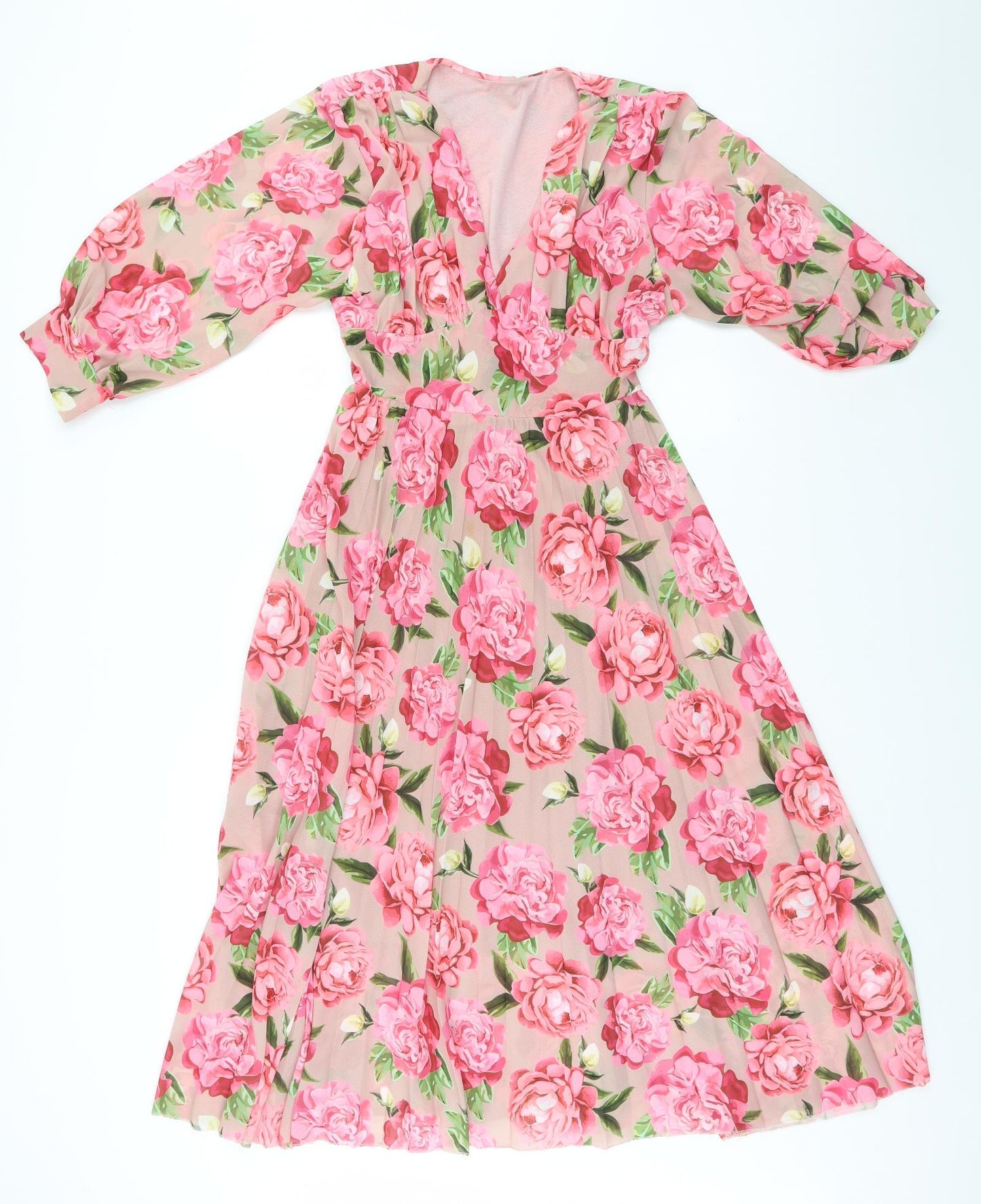 Senes Womens Green Floral  A-Line