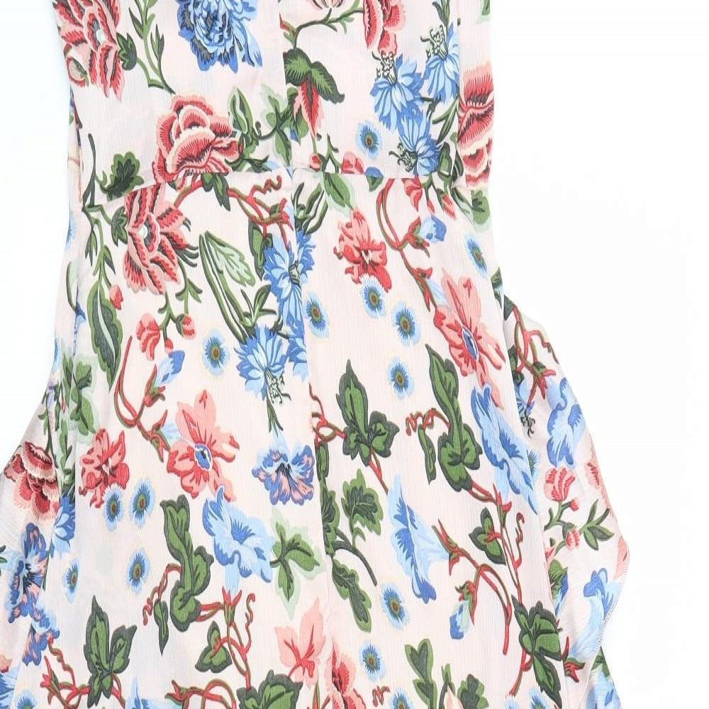 Missguided Womens Green Floral  A-Line  Size 12