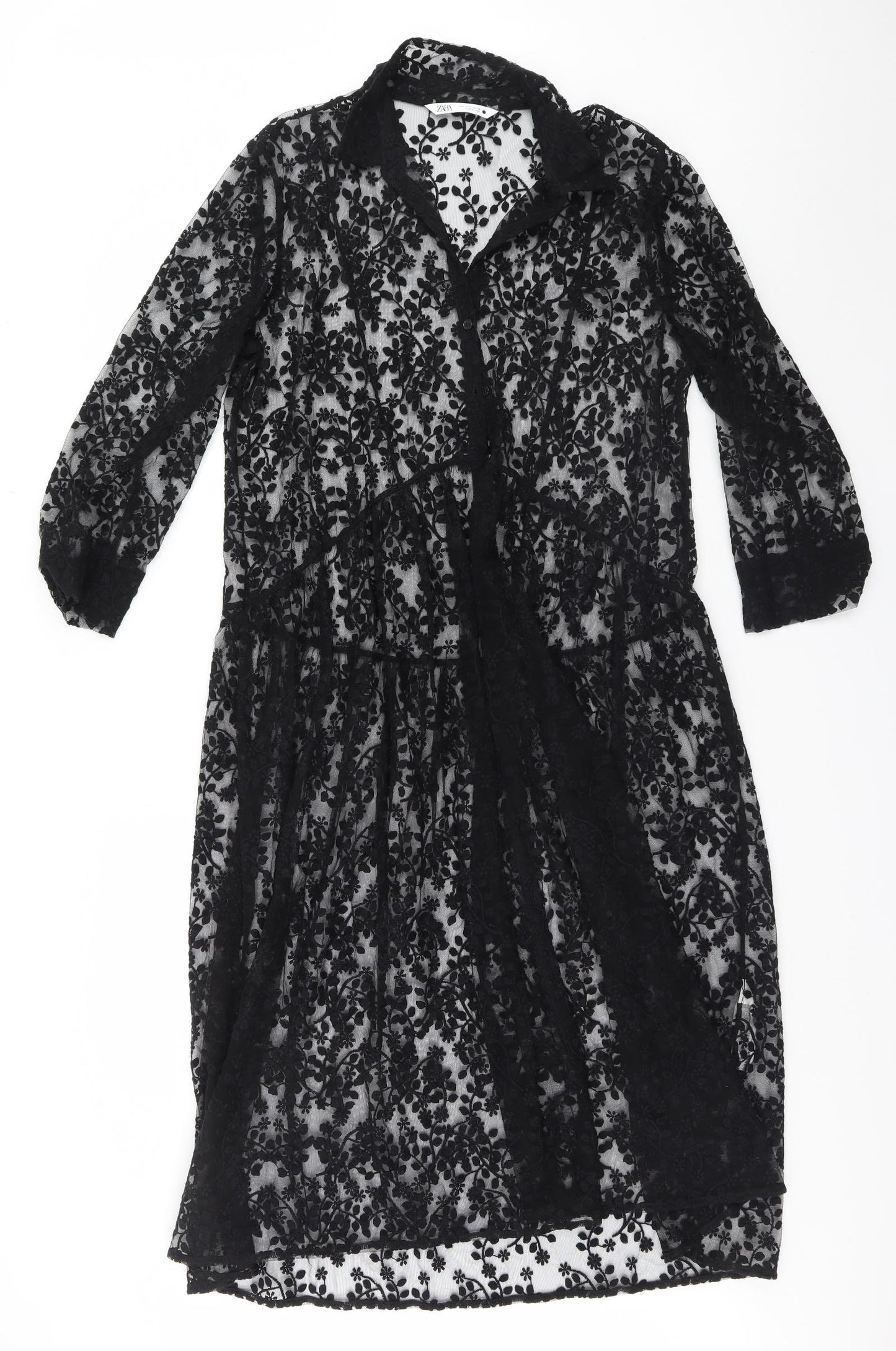 Zara Womens Black Floral   Gown Size 14
