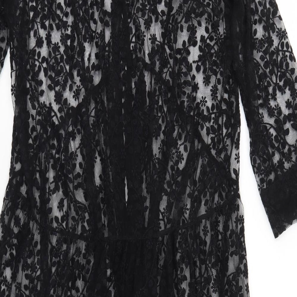 Zara Womens Black Floral   Gown Size 14
