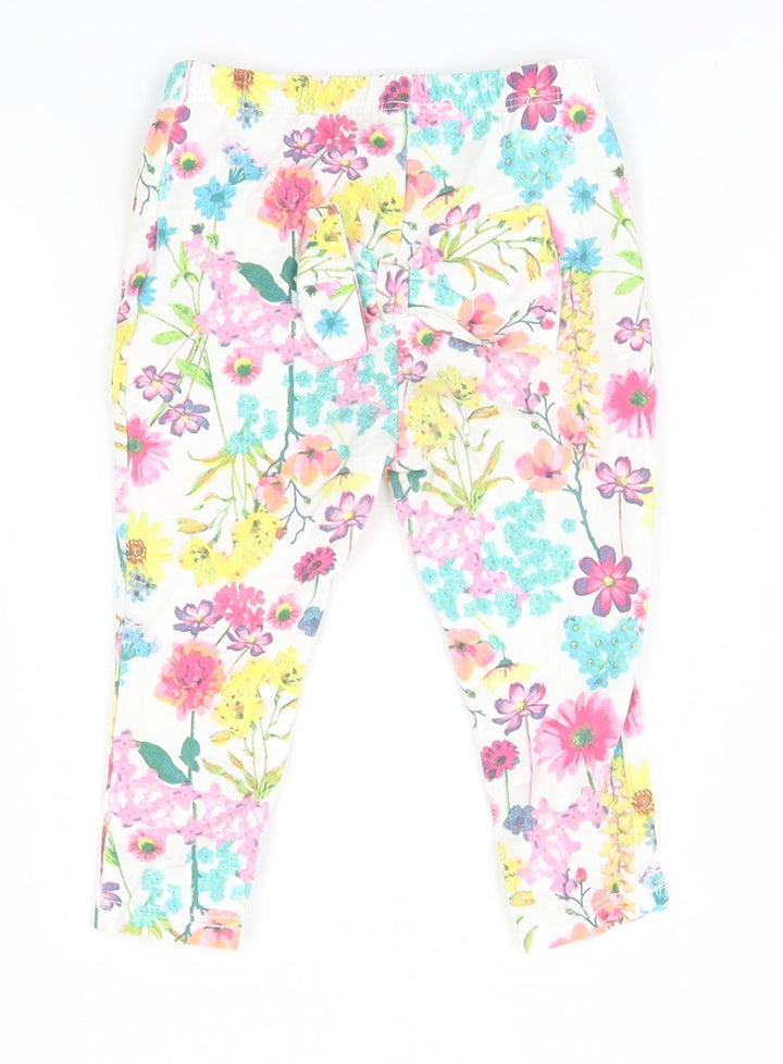 Monsoon Baby White Floral  Sweatpants Trousers Size 9-12 Months