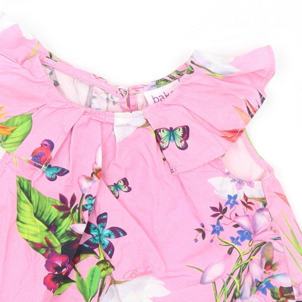 Born By Ted Baker Baby Pink Floral  A-Line  Size 9-12 Months