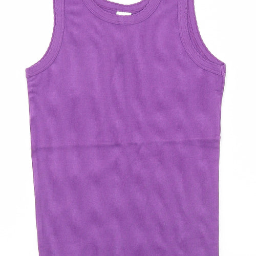 Petite Fleur Womens Purple Striped  Basic Tank Size 12