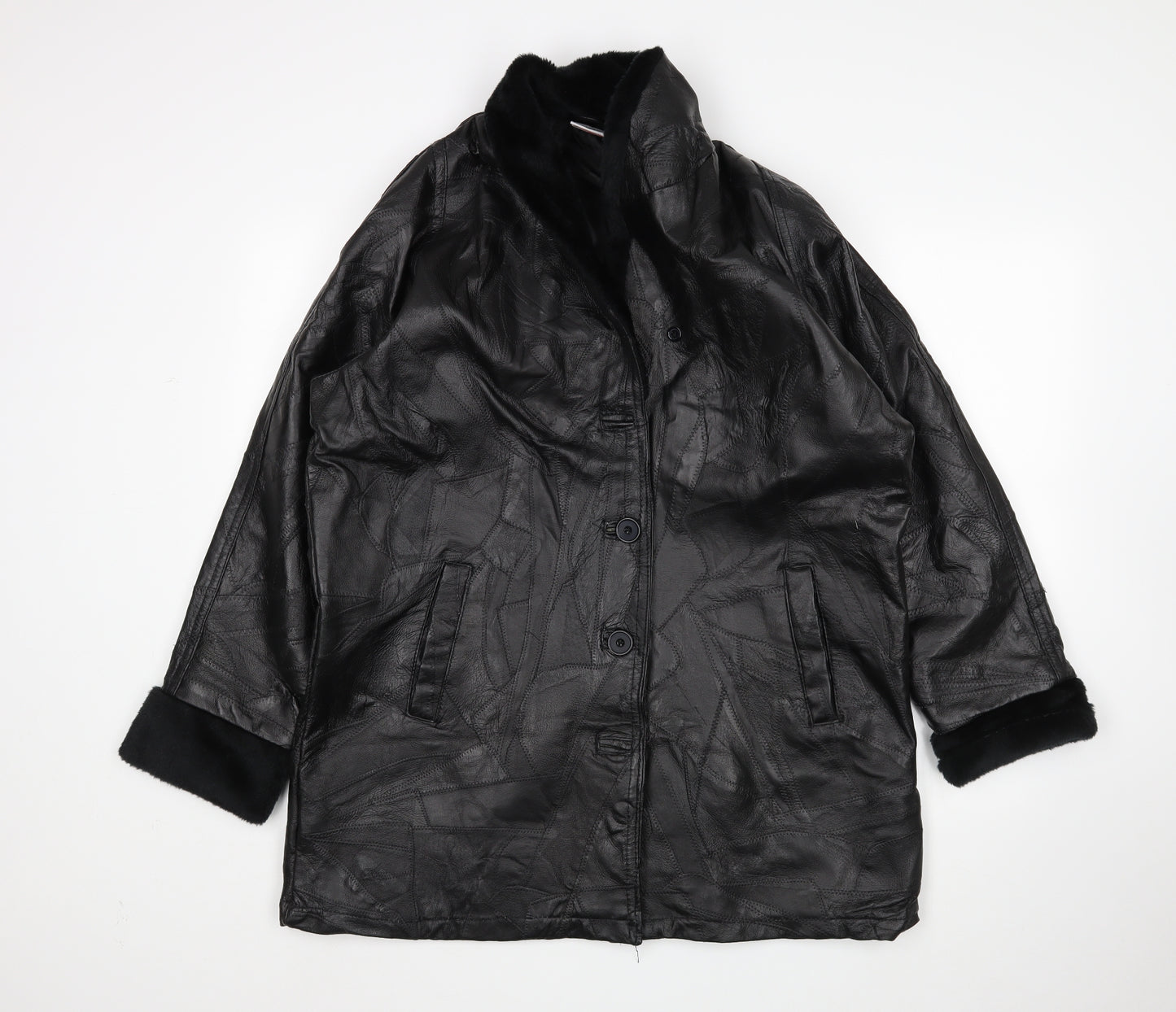 Anne De Lancay Womens Black   Overcoat Coat Size L