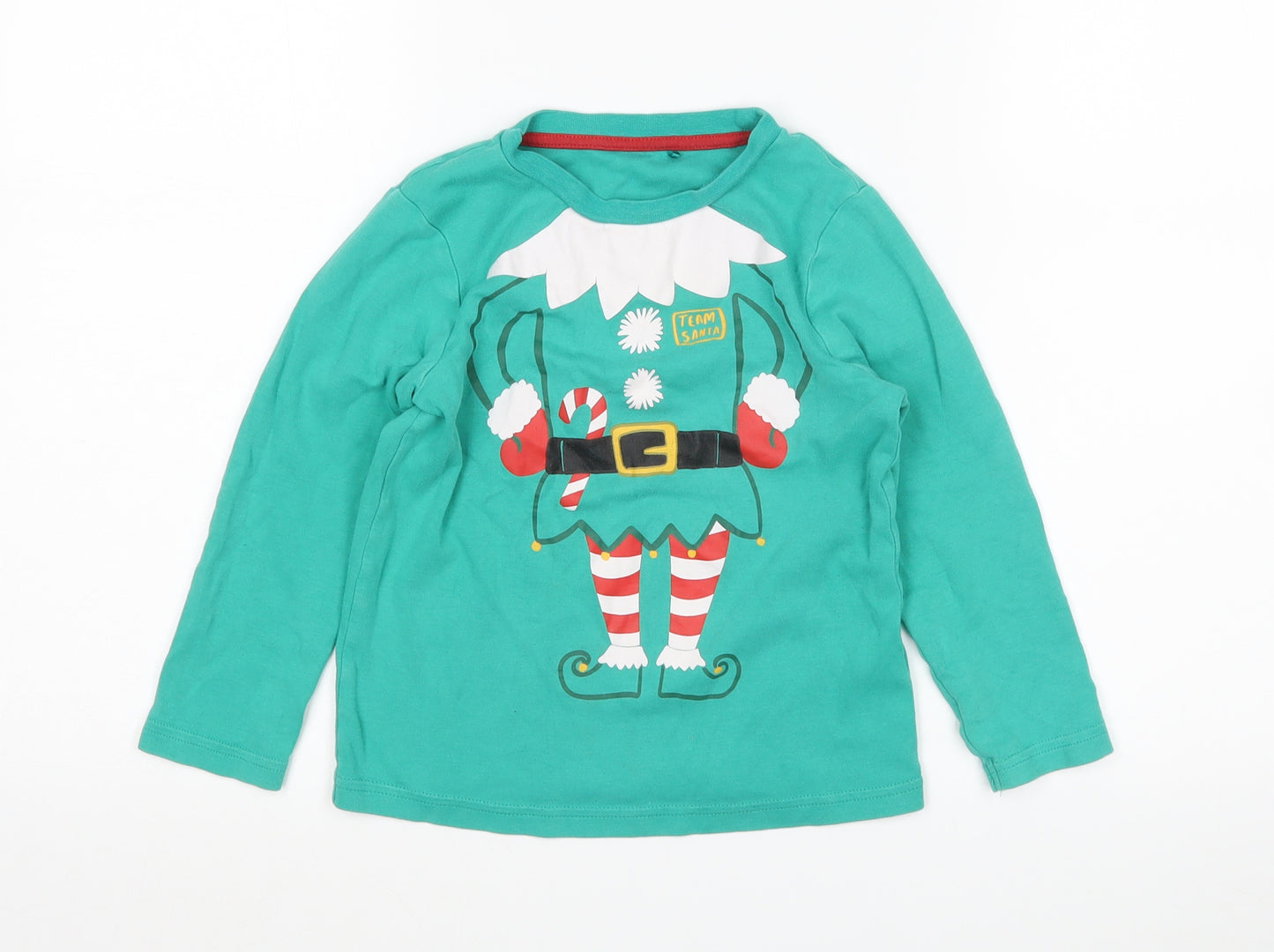 George Boys Green   Basic T-Shirt Size 4-5 Years  - Elf Christmas