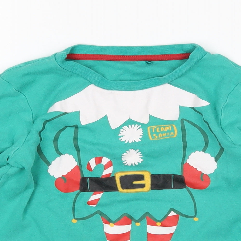 George Boys Green   Basic T-Shirt Size 4-5 Years  - Elf Christmas