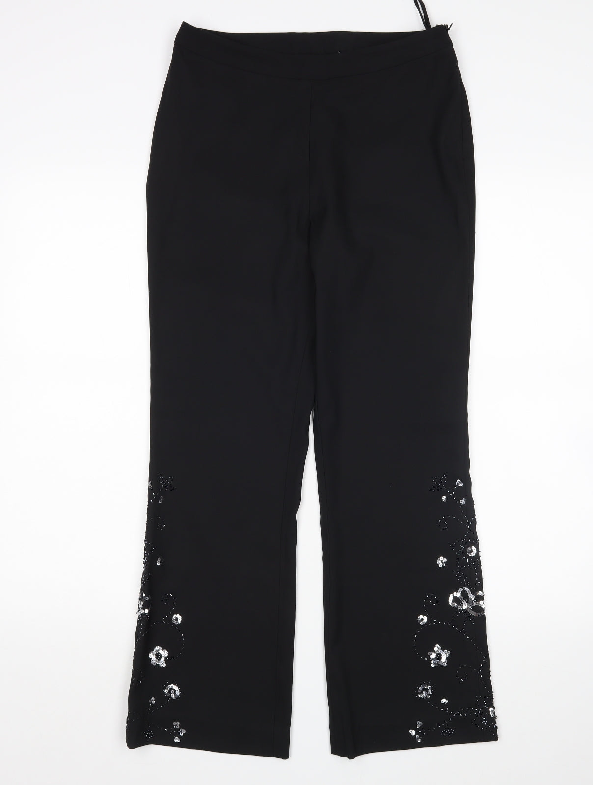 Essentials Womens Black Floral  Trousers  Size 10 L27 in